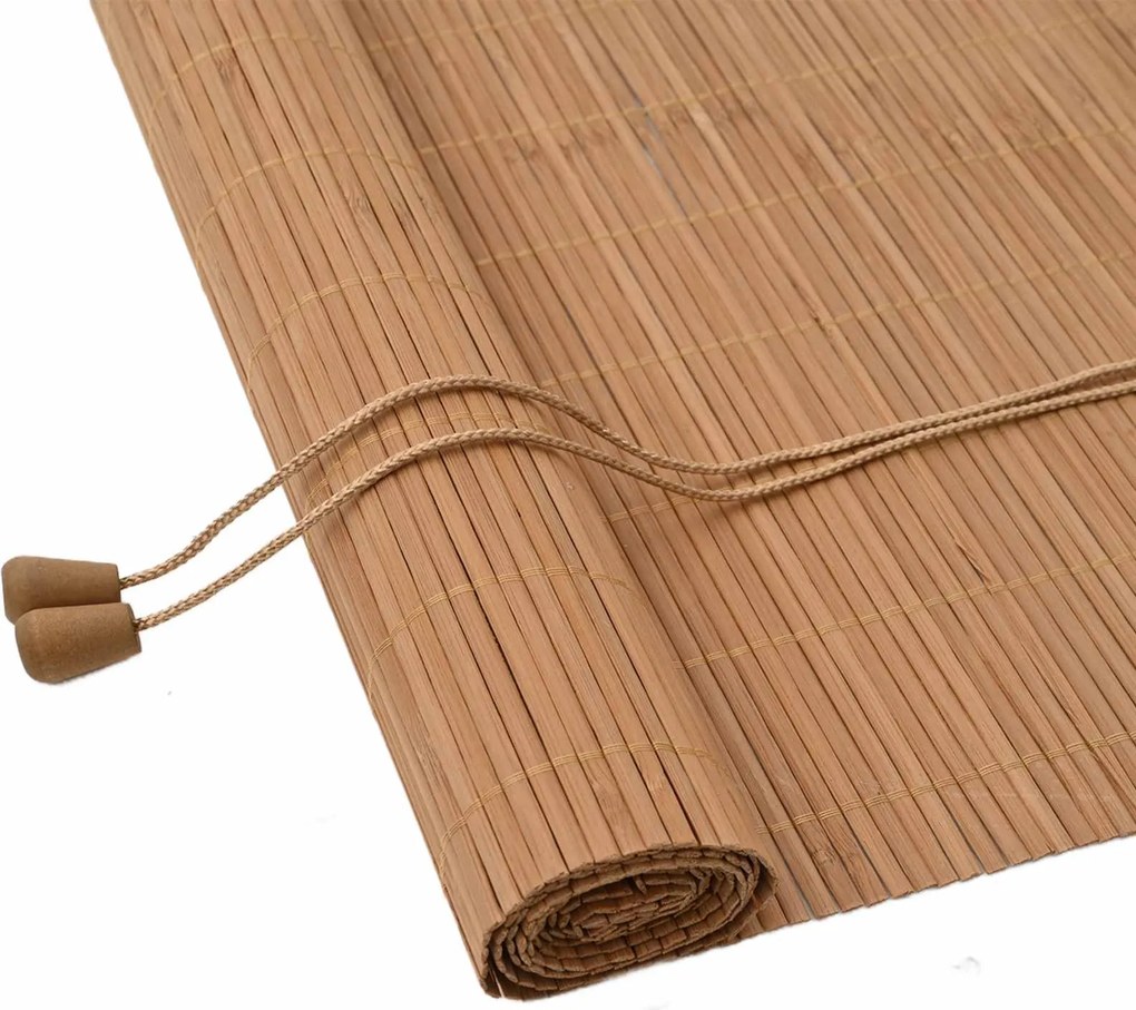 vidaXL Roletta függönyökkel Barna 60 x 160 cm bambusz