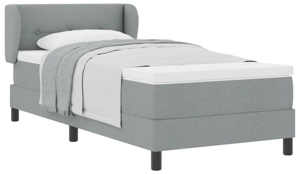 Boxspring Ágy Matrac Készlettel - Világosszürke, 90x200 cm, Szövet