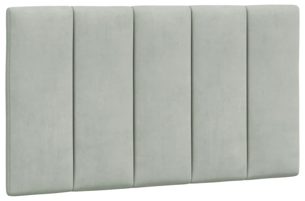 világosszürke bársony ágykeret LED-ekkel matrac nélkül Hanko 90 x 200 cm