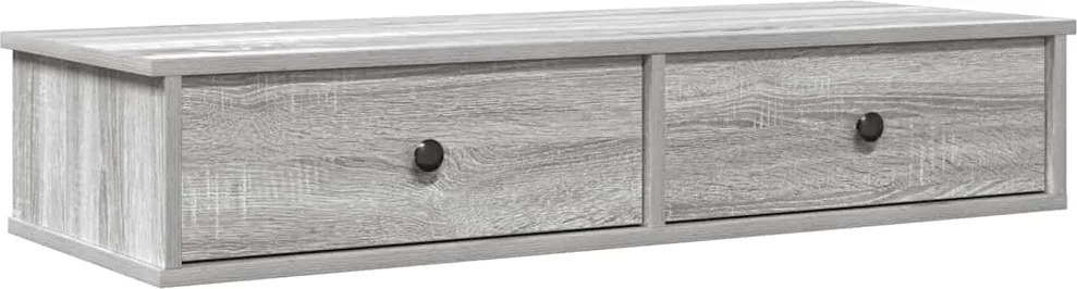 vidaXL szürke sonoma szerelt fa falipolc fiókokkal 100 x 37,5 x 19 cm