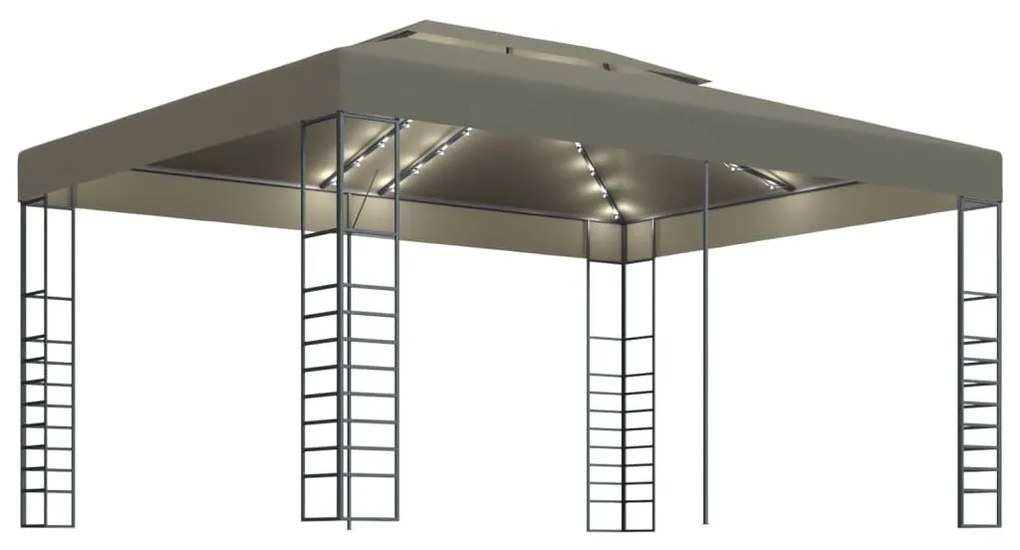 tópszínű pavilon LED fényfüzérrel 3 x 4 m