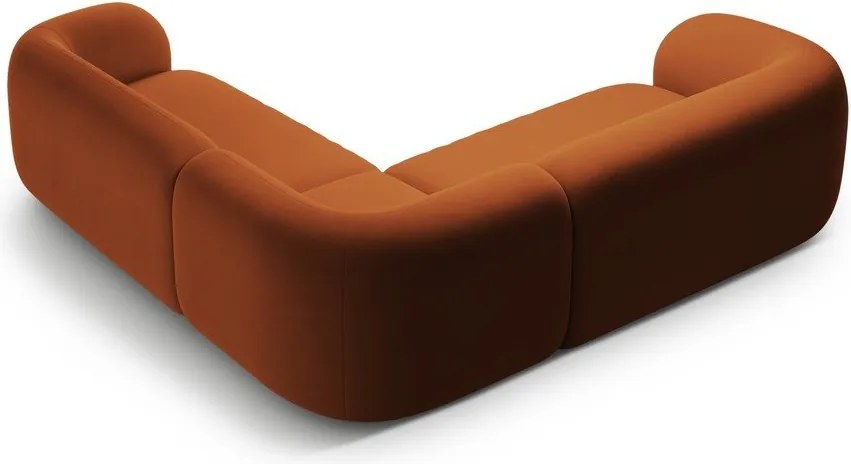 Terrakotta színű bársony sarokkanapé Kate – Micadoni