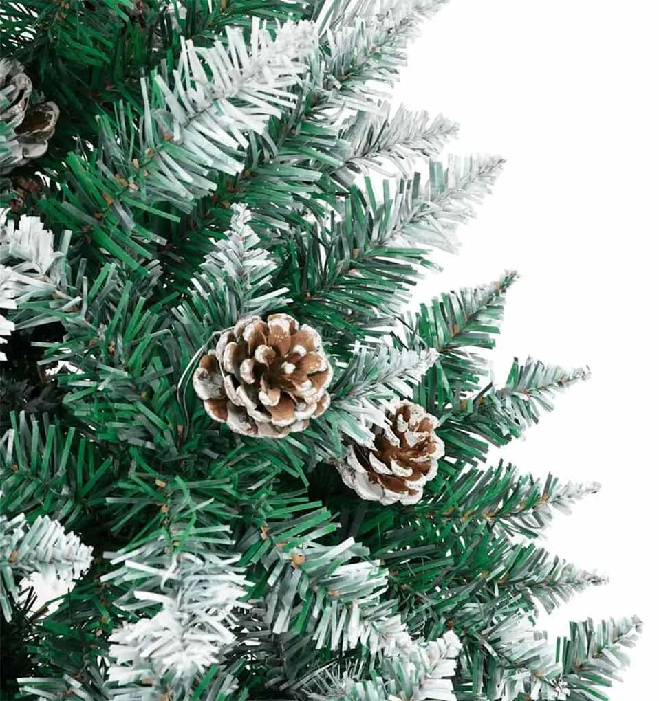 Karcsú karácsonyfa Zöld és Fehér 180 cm PVC és tömör fenyőfa