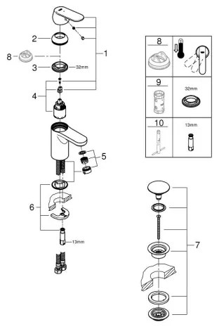 GROHE 23586LS0 - GET mosdócsaptelep, S méret, fehér