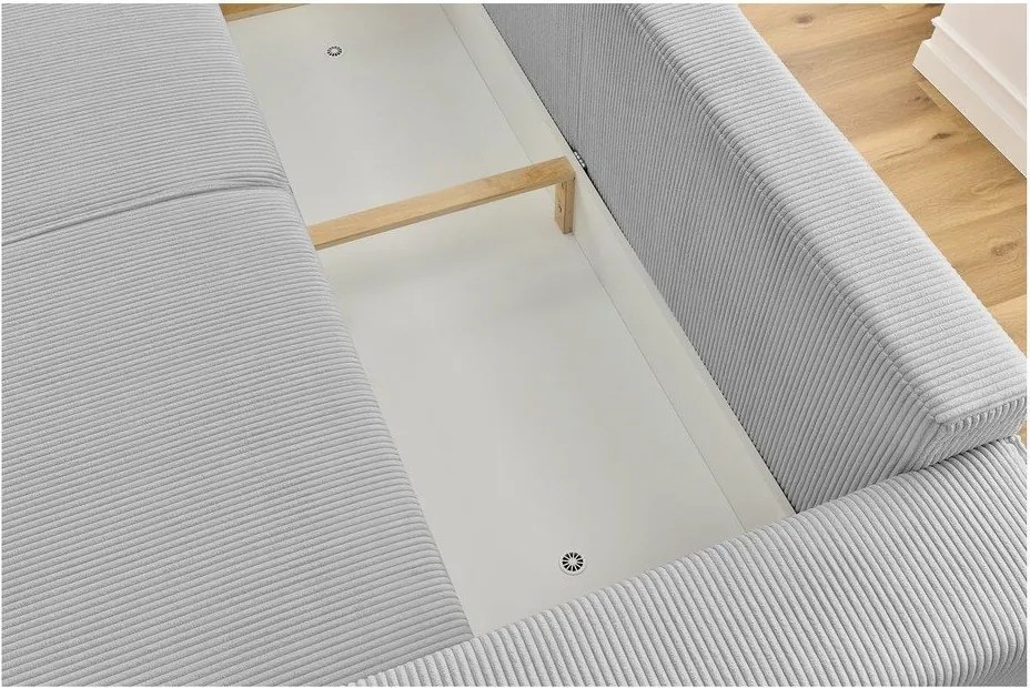Világosszürke kordbársony kinyitható kanapé 245 cm Nihad – Bobochic Paris