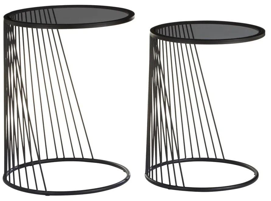 Kerek tárolóasztal szett üveg asztallappal 2 db-os Trento – Premier Housewares