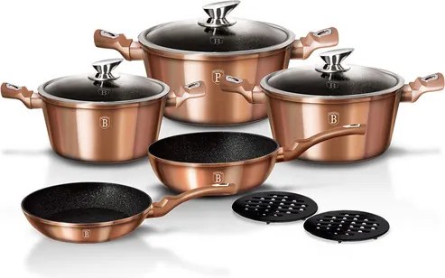 BERLINGER HAUS BH-1220N 10 részes edénykészlet, Rose Gold Metallic Line (BH/1220N)