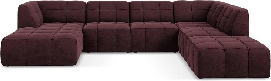 Borvörös bársony sarokkanapé (U alakú) Aloha – Makamii