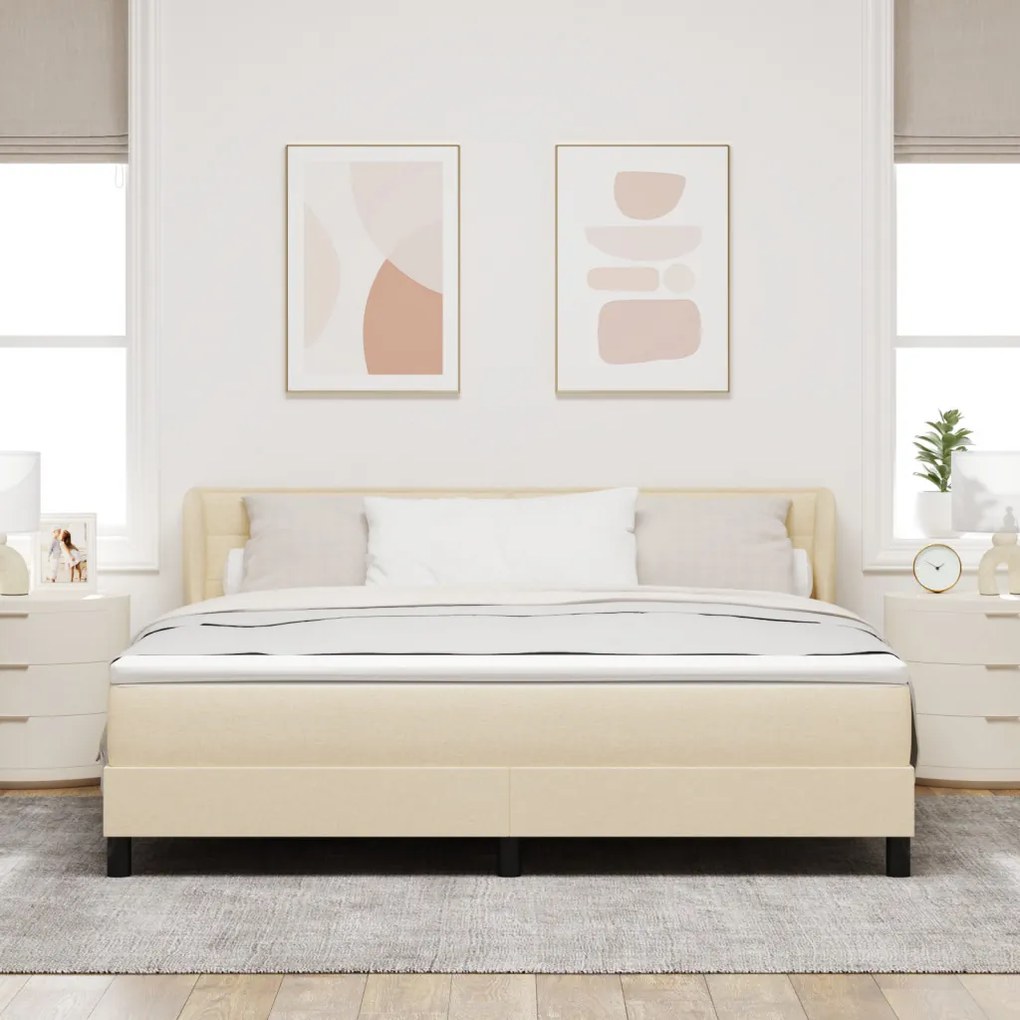 Boxspring Ágy Mattal Krém 180x200 cm Szövet
