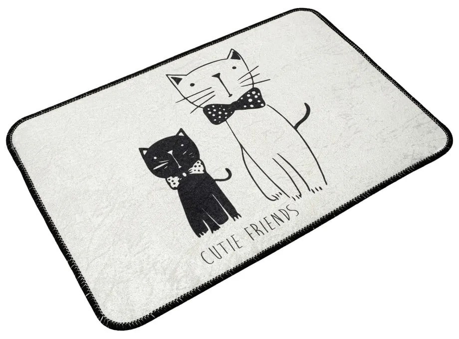 Fehér-fekete fürdőszobai kilépő 60x40 cm Little Cats - Foutastic