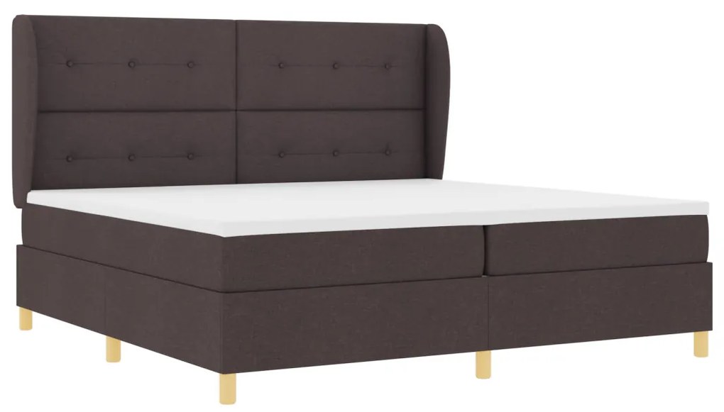 Boxspring Ágy Matraccal - Sötétbarna, 200x200 cm, Szövet