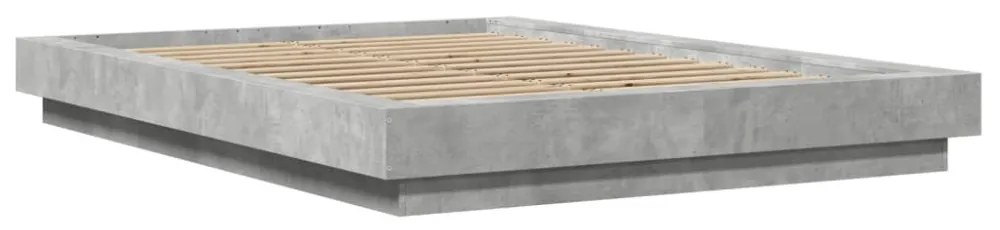 betonszürke szerelt fa ágykeret LED-del 120 x 200 cm