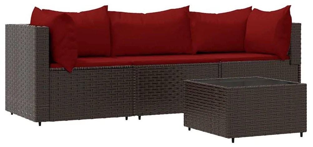 4 részes barna polyrattan kerti ülőgarnitúra párnákkal