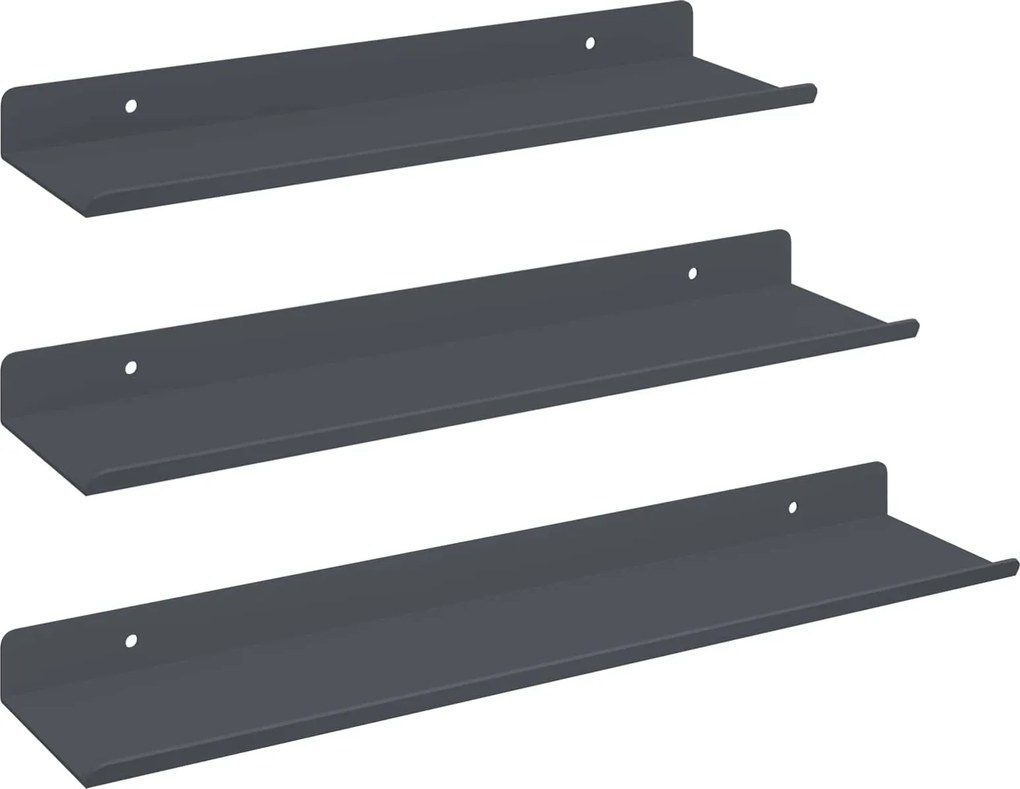 vidaXL Lebegő polc 3 pcs Antracit 40 x 9 x 2,5 cm Acél