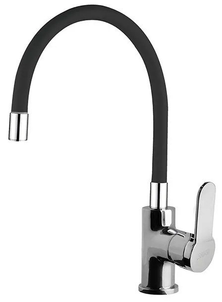 NewArc DOMINO álló mosogató csaptelep króm - FEKETE flexibilis kifolyócsővel
