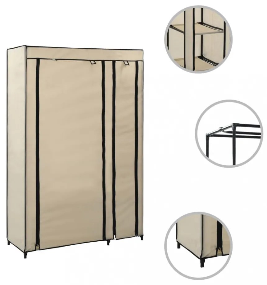 krémszínű összecsukható szövet ruhásszekrény 110 x 45 x 175 cm
