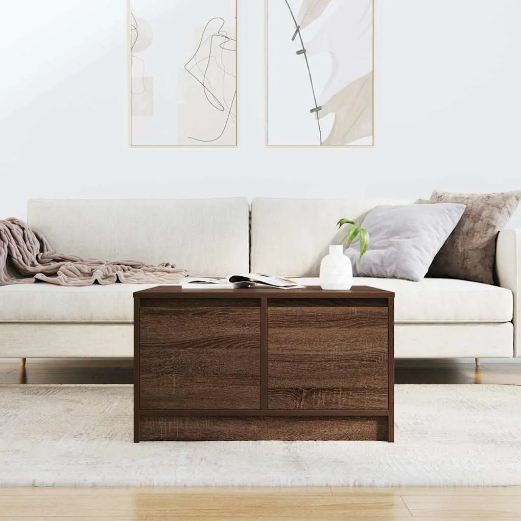 Barna tölgyfa dohányzóasztal fiókokkal 70,5x70x40 cm