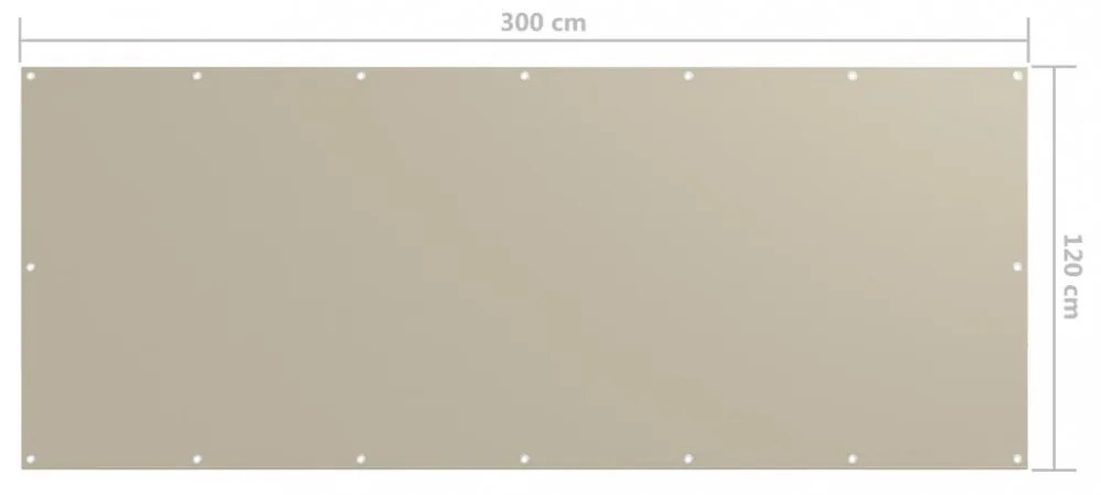 bézs oxford-szövet erkélyparaván 120 x 300 cm