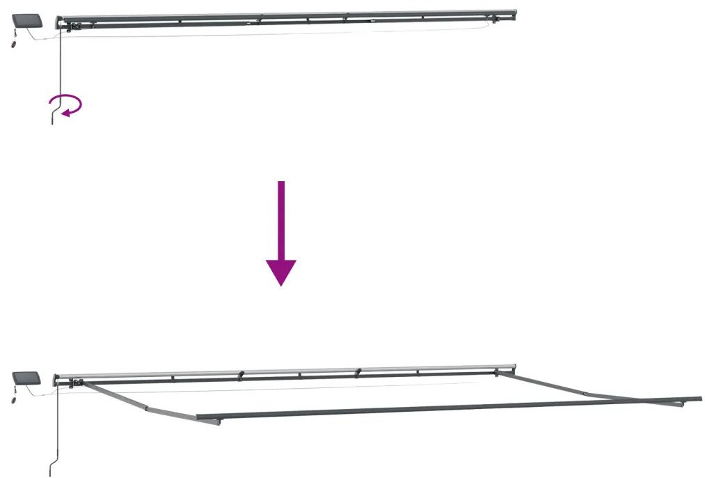 Manuális Behúzható Napellenző LED világítással narancs és barna 600x300 cm