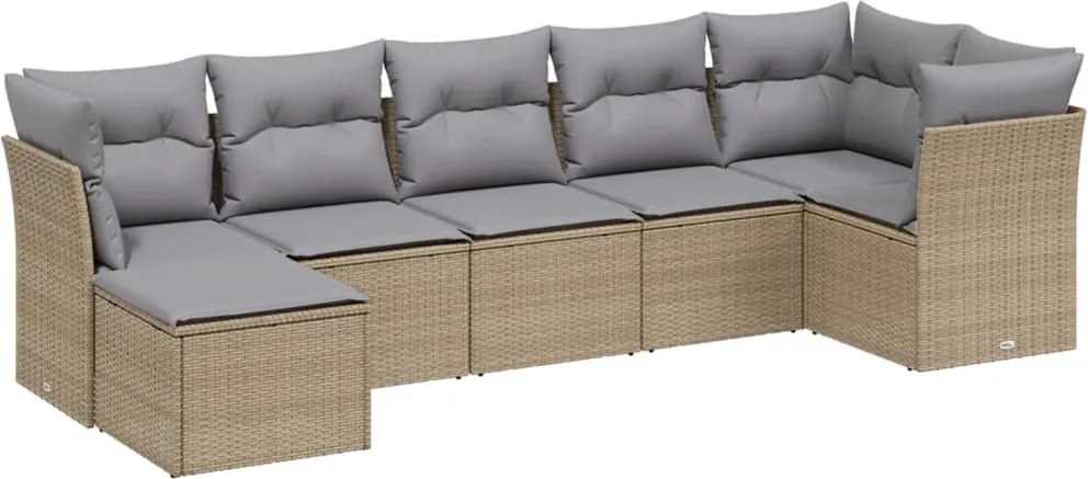 vidaXL 7 részes vegyes bézs polyrattan kerti ülőgarnitúra párnákkal