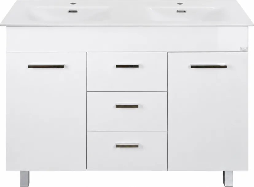 TMP FLAT 120 álló fürdőszobabútor - Lava porcelán DUPLA mosdóval - 121 x 46 cm