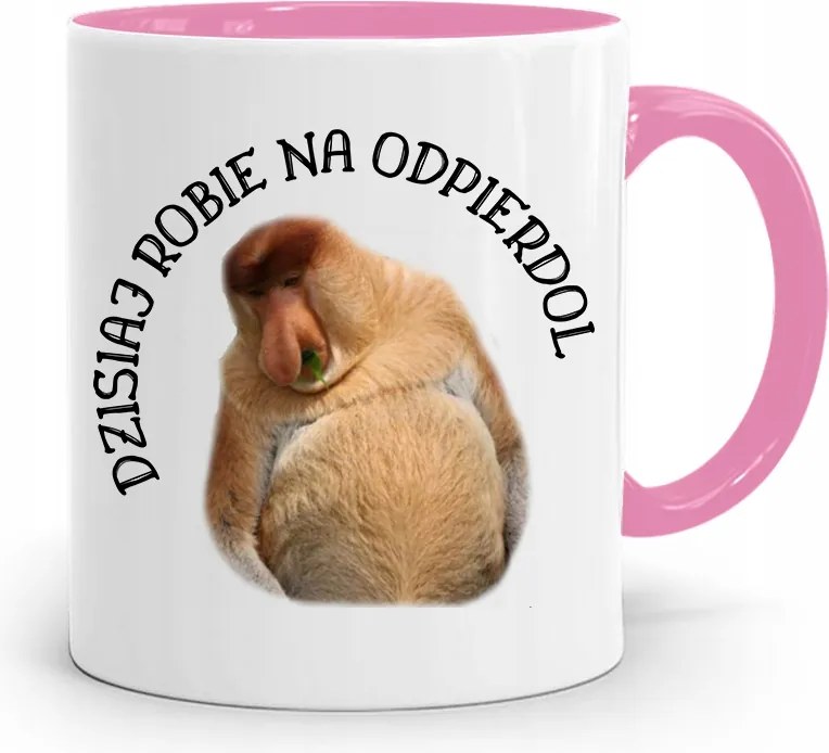 Bögre Rózsaszín Hordozó Janusz Készítek Egy Másodpercet*alul nyomott mintával, fényképpel