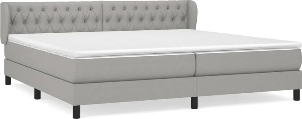 vidaXL világosszürke szövet rugós ágy matraccal 200 x 200 cm