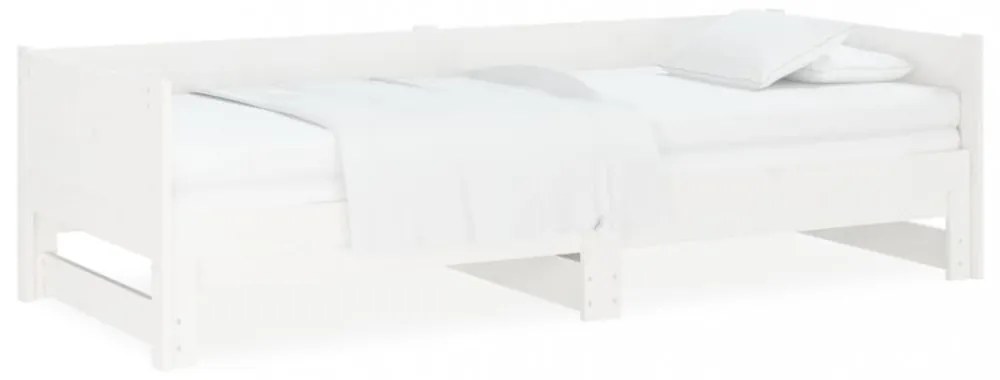 fehér tömör fenyőfa kihúzható kanapéágy 2x(90x190) cm