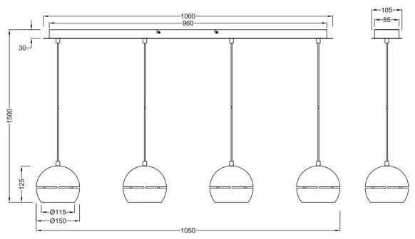 Trio - Csillár zsinóron FLETCHER 4xE14/40W/230V matt króm