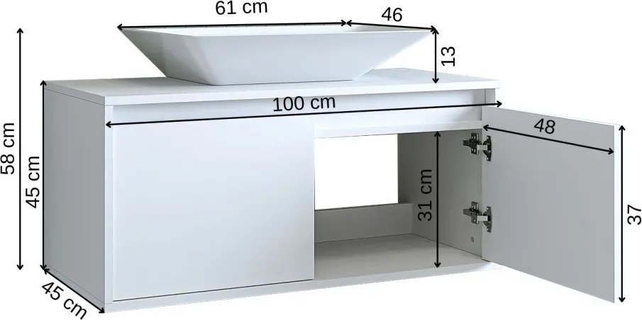 Mosdószekrény, 100 cm – TR283VLN1466