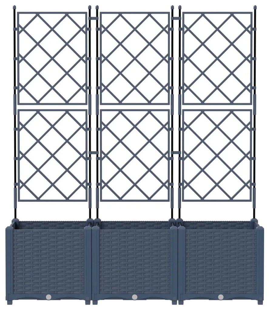 Trellis-szel ellátott cserép 3 db Szürke 120x40x143 cm