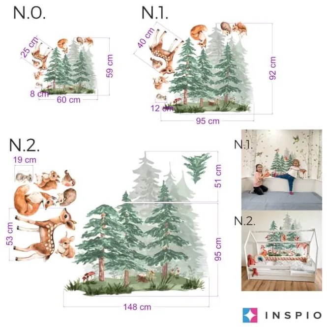 INSPIO Falmatricák gyerekeknek - Állatokkal teli erdő