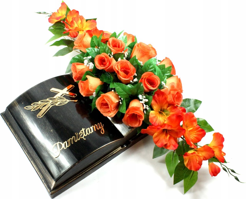 Könyv a sírra nád Rózsák narancssárga kardvirág Könyv kompozíció Minták