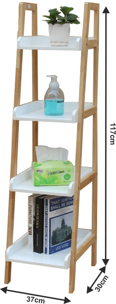 Tároló regálé, fehér/természetes, AKORD