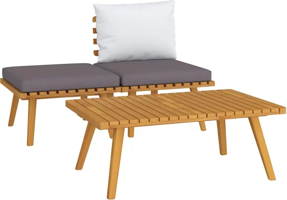 vidaXL 3 részes tömör akácfa kerti ülőgarnitúra párnákkal