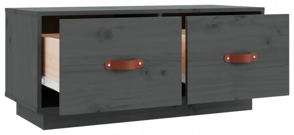 szürke tömör fenyőfa TV-szekrény 80 x 34 x 35 cm
