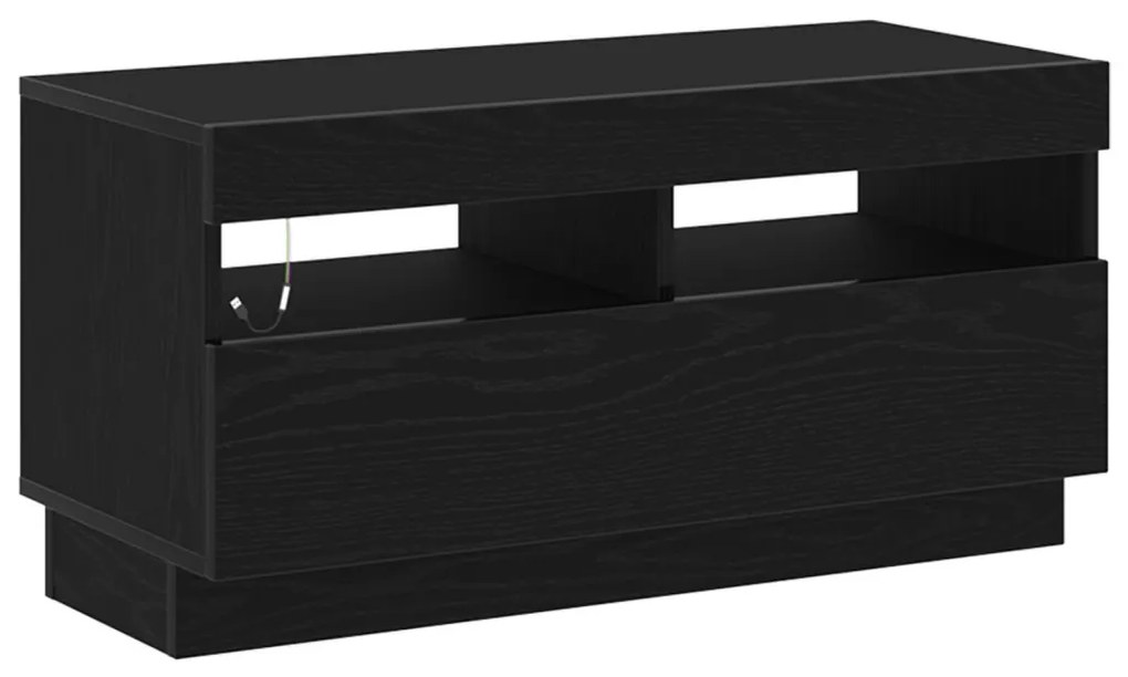 LED világításos TV szekrény - Fekete tölgy, 80x35x40 cm, Mérnöki fa