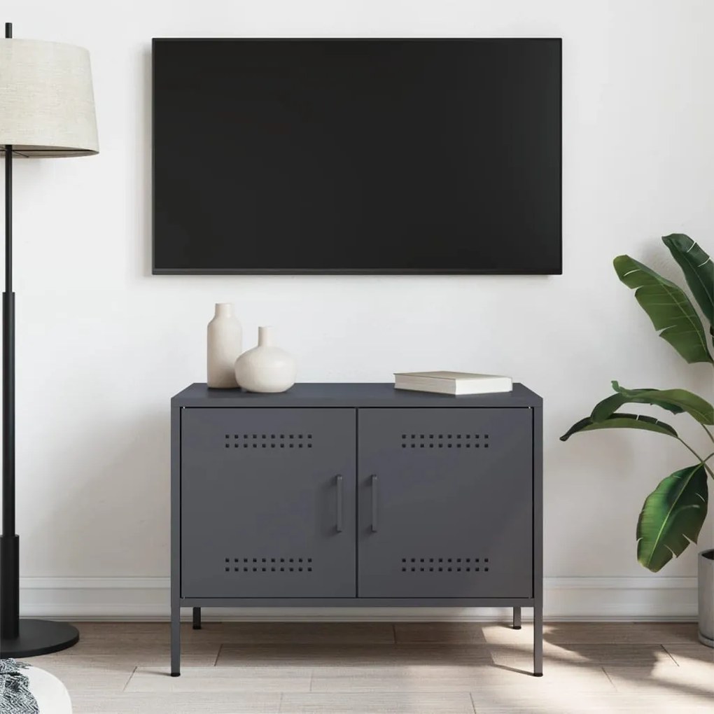 antracitszürke acél TV-szekrény 68 x 39 x 50,5 cm