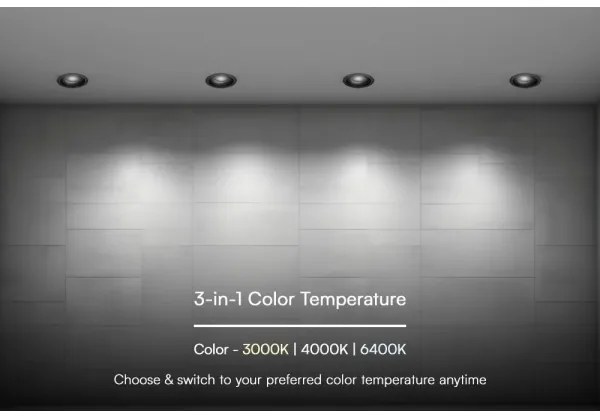 LED mennyezeti lámpa 24W 230V 3000/4000/6400K Ø13,5 cm fekete