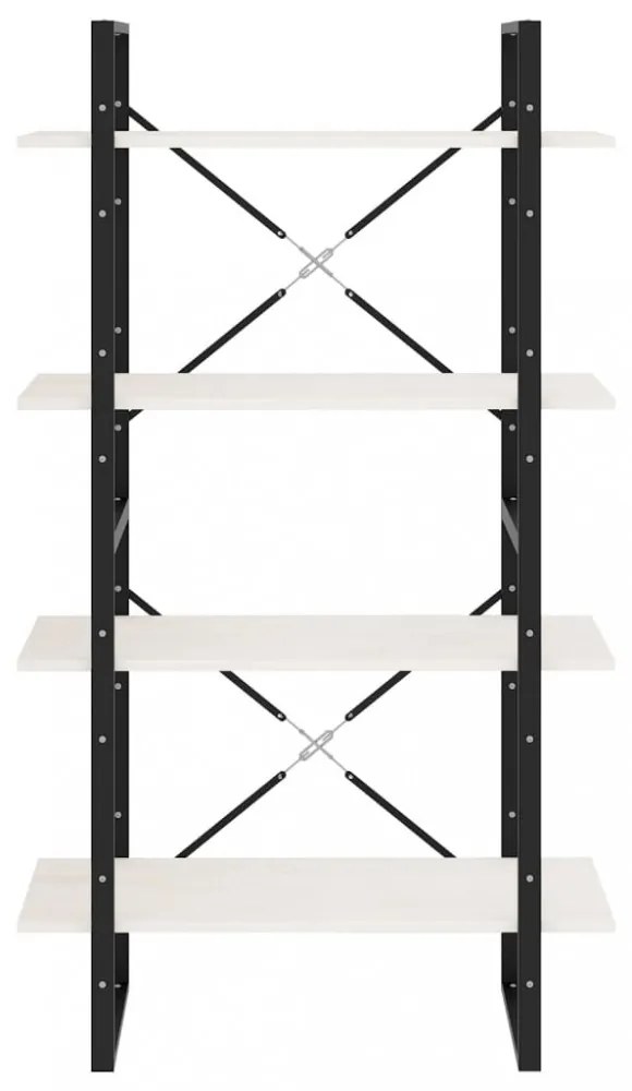 négyszintes fehér tömör fenyőfa könyvszekrény 80 x 30 x 140 cm