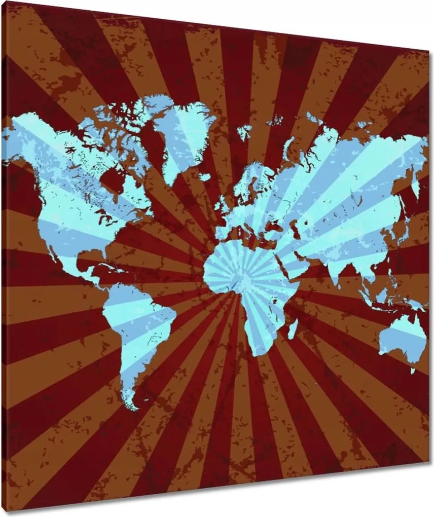 Vászonkép 80x80 Kék világtérkép