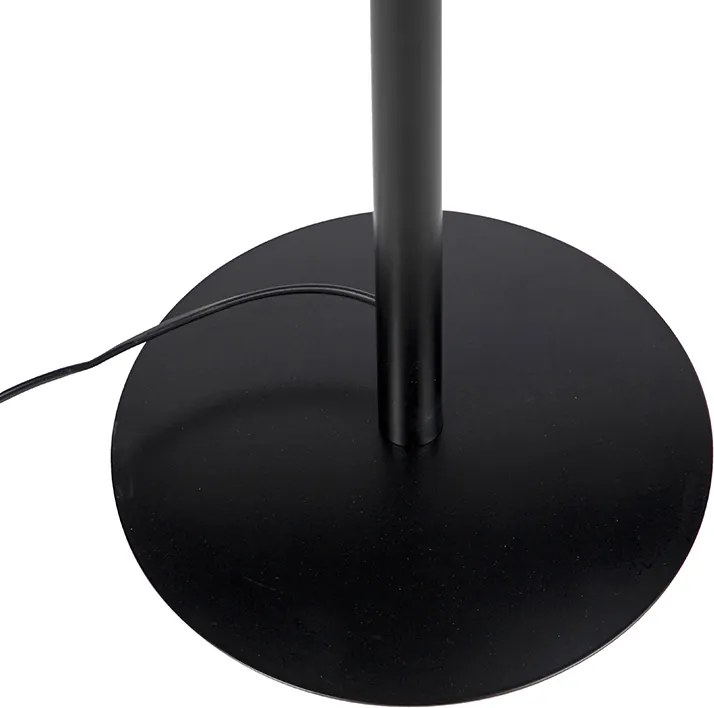 Retro állólámpa fekete krémszínű nagyi búrával 45 cm - Simplo