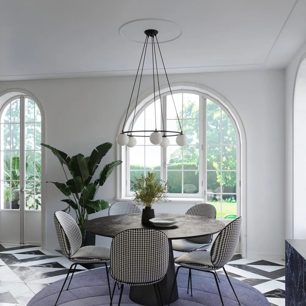 Fehér-fekete függőlámpa üveg búrával Umerta – Sollux