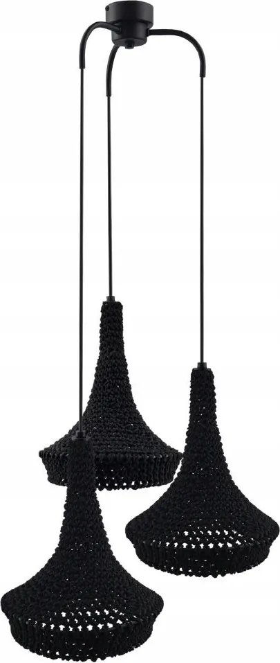 Hármas pamut függőlámpa fekete handmade boho Mahaka 5174 Antigo