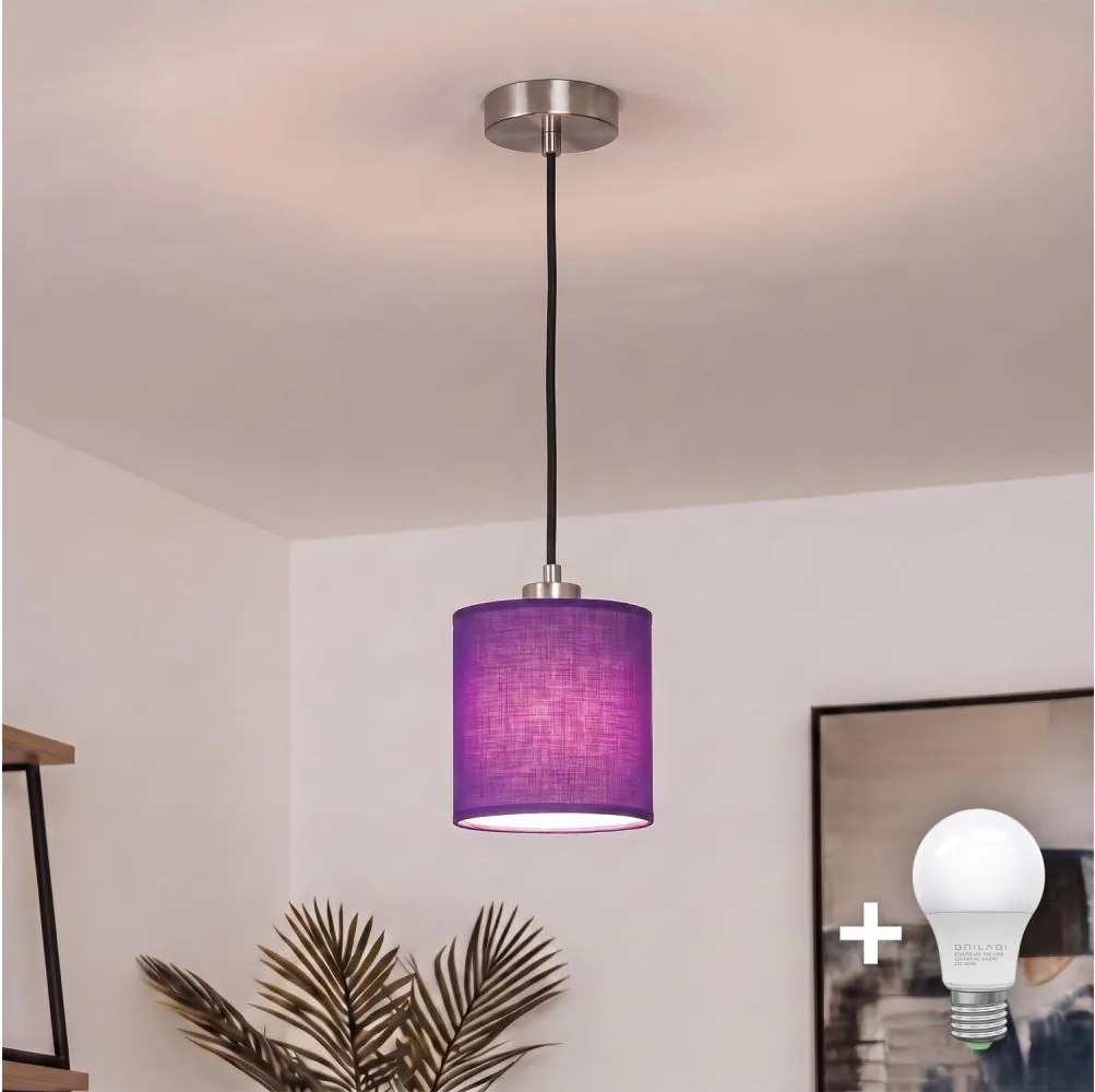 BRILAGI - NUBILA LED függőlámpa zsinóron, 1xE27/60W/230V, átmérő 14 cm, fekete/lila