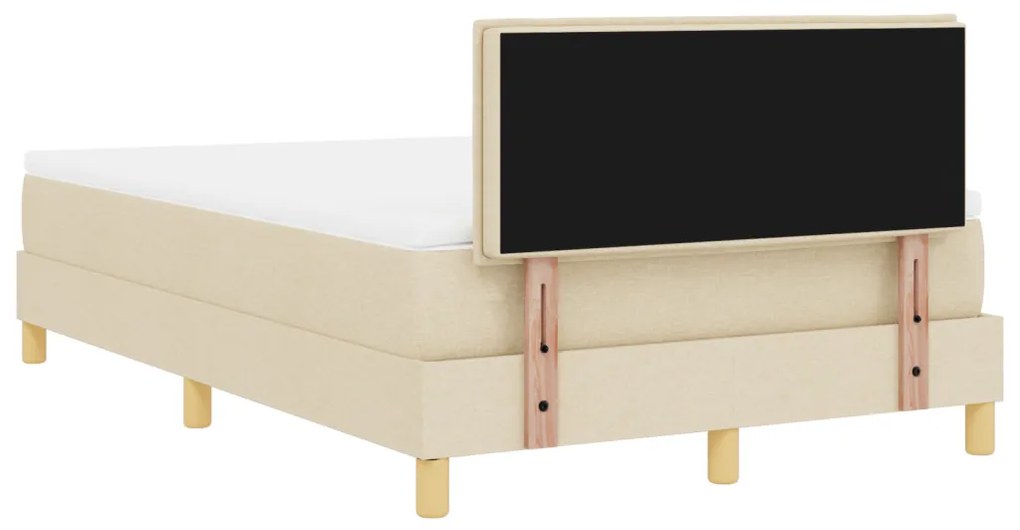 Box Spring ágy matraccal és LED-del, krém színben, 120x200 cm, szövet