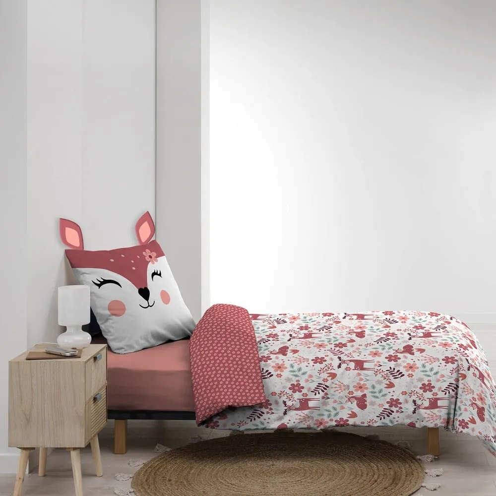 Fehér-rózsaszín egyszemélyes pamut gyerek ágyneműhuzat 140x200 cm Bichette – douceur d'intérieur