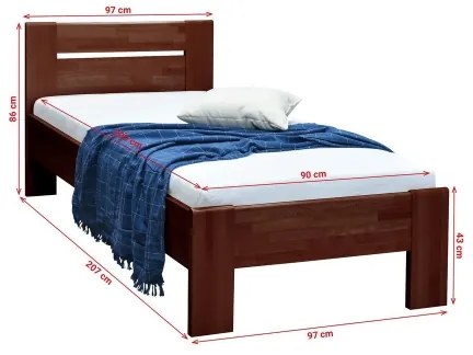 Egyszemélyes ágy AMBER 90x200 cm, sötét dió