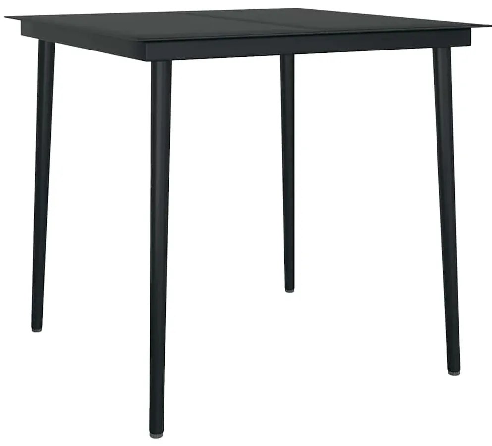 5 részes fekete polyrattan üveg kerti étkezőgarnitúra