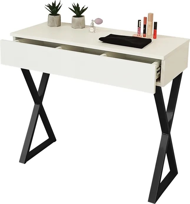 Konzol Fehér Matt Fiókos Fekete Lábak X 90CM